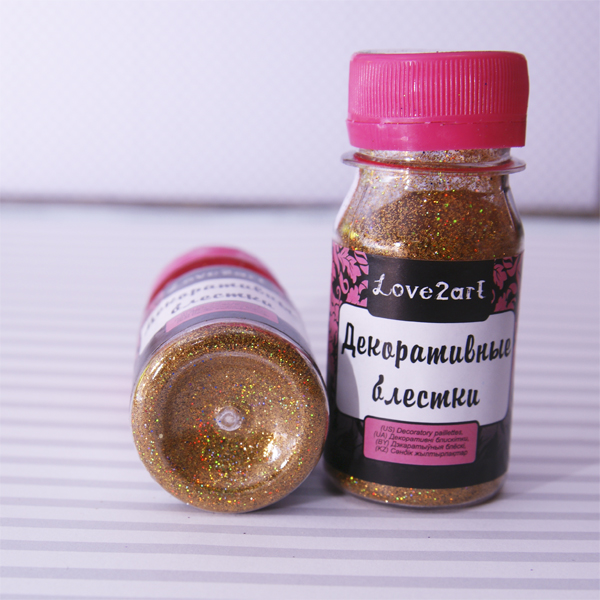 Блёстки (сухой глиттер) мелкие Love2art , цвет золотой голографик