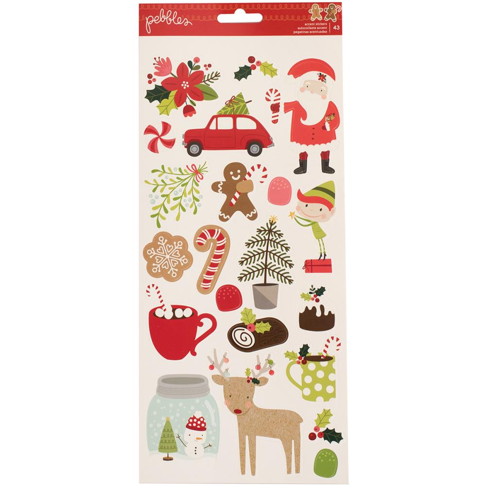 Картонные наклейки Pebbles "Merry Merry",15 х 30