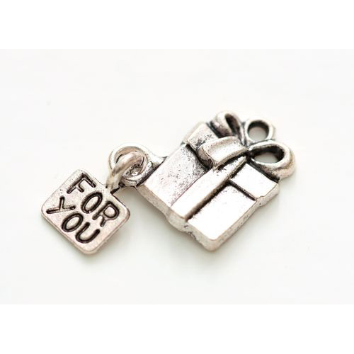 Подвеска металлическая "Подарок для тебя" Цвет серебряный. (227)