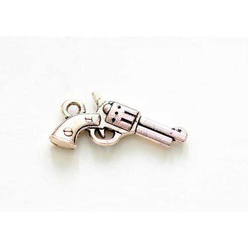 Подвеска металлическая "Револьвер" Цвет серебряный.
