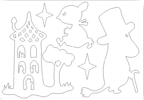 Вырубка из чипборда Муми-тролли-1 (с домиком)