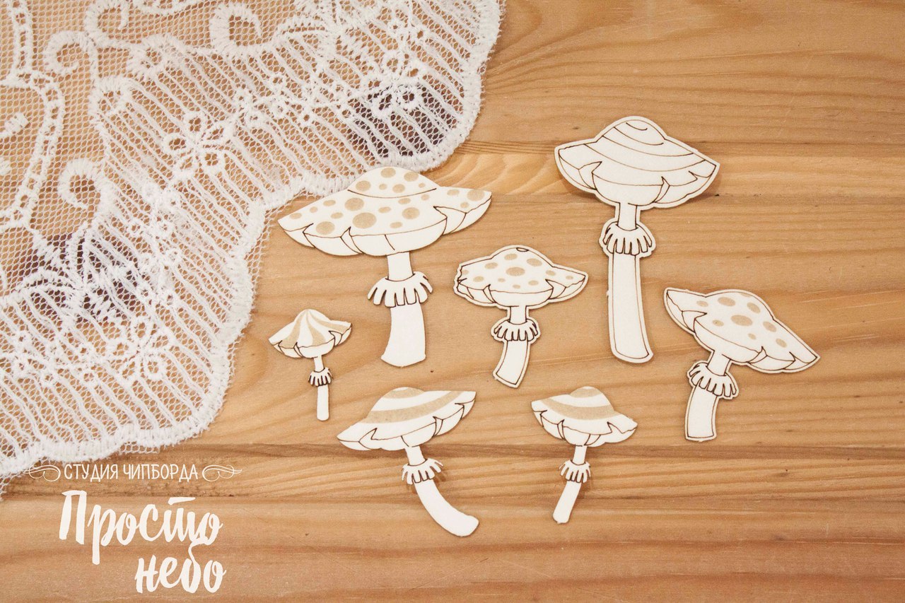Чипборд Просто Небо "Алиса" Грибы - мухоморы