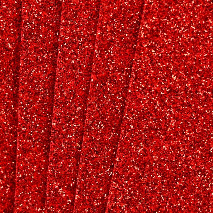 Фоамиран 20 х 30 см красный с блёстками