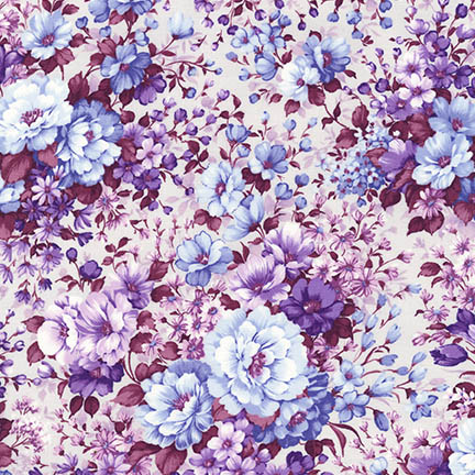 Ткань лоскутная 50 х 55 см "COVENTRY" сиренево-голубые цветы