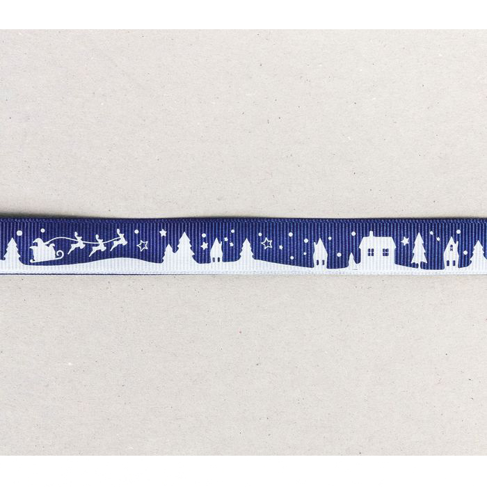 Лента Артузор репсовая "Заснеженная улочка", 2 метра