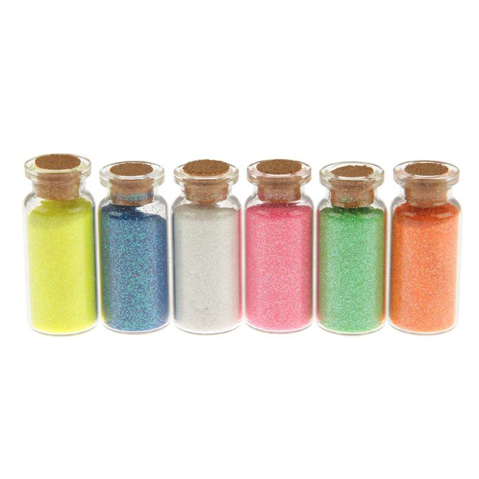 Набор блёсток в баночках с пробками "Яркие хлопья"