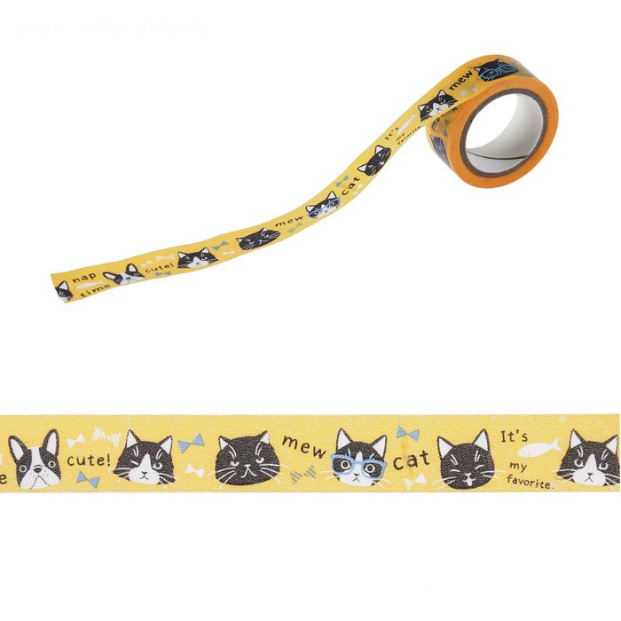 Бумажный скотч "Кот в очках"