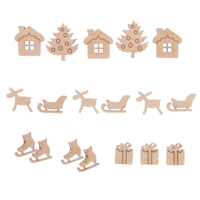 Деревянный декор "Домики-санки"