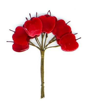 Декоративный букетик "Яблочные дольки плоские", красный