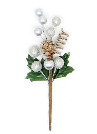 Декоративный букетик "Зимний", серебряный
