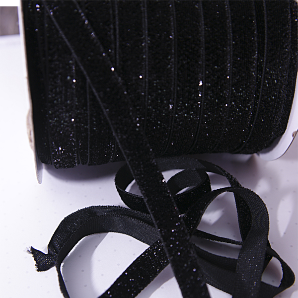 Тесьма с блёстками 12 мм, цвет чёрный