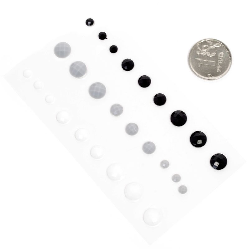 Набор гранёных камушков , чёрно-белый