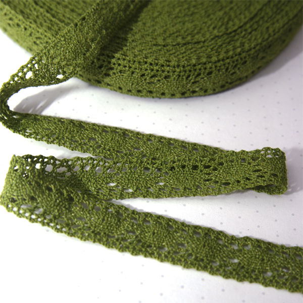 Кружево вязаное 2,2 см, цвет оливковый (934868)