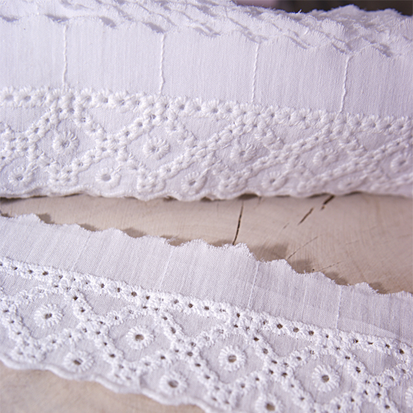 Шитьё хлопковое 5 см "Орнамент", цвет белый