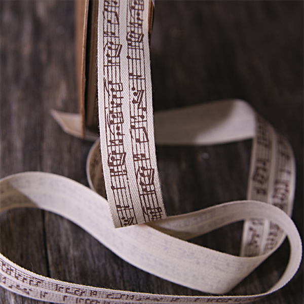 Лента хлопковая 1,5 см "Ноты"