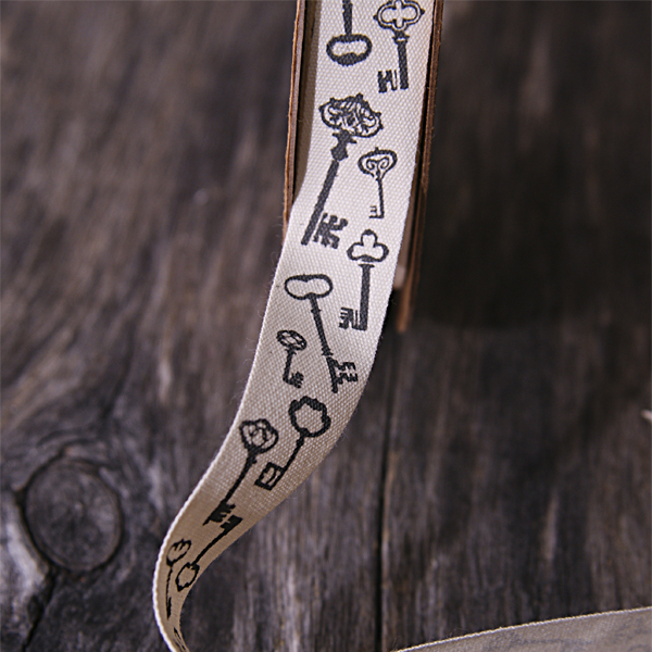 Лента хлопковая 1,5 см "Ключики"