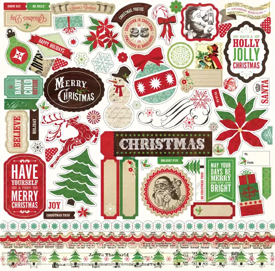 Картонные наклейки EchoPark "Reflections Christmas" 30 х 30 см