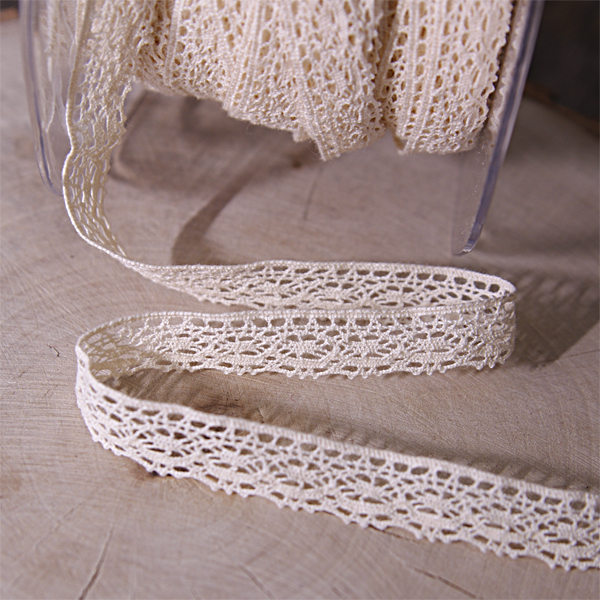 Кружево вязаное тонкий хлопок 1 см, цвет кремовый (076598)