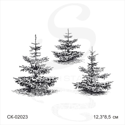 Штамп Stylish Stamps "Набор 3 елки пушистые бол"