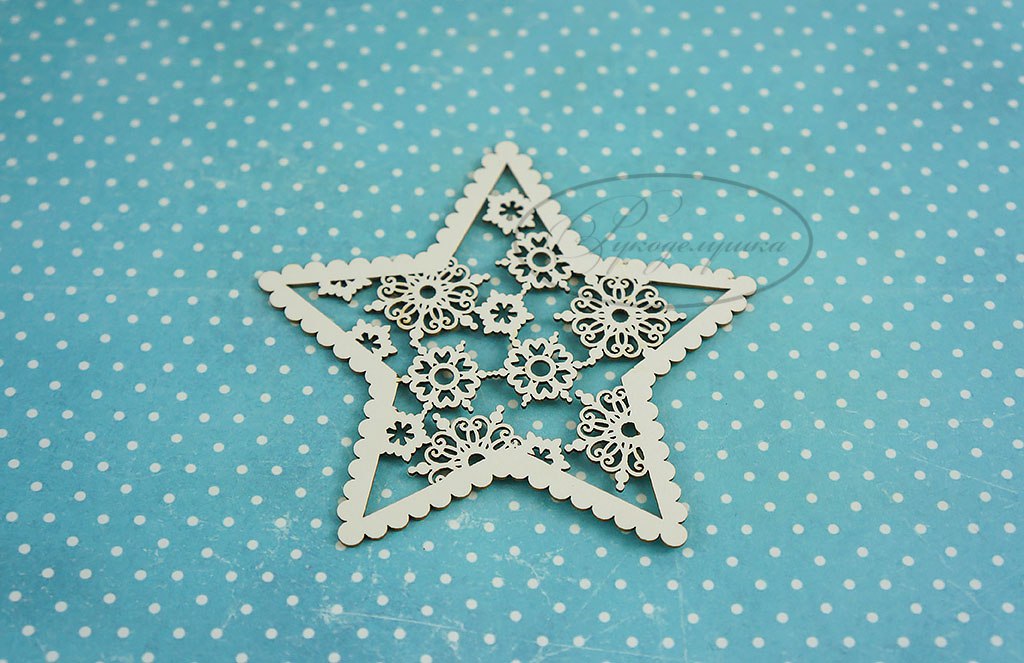Вырубка из чипборда Рукоделушка "Новогодняя звезда 1"