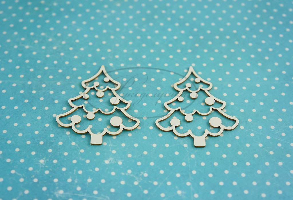 Вырубка из чипборда Рукоделушка "Елочки с шариками 1А"