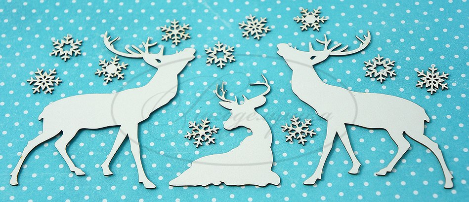 Вырубка из чипборда Рукоделушка "Новогодние олени 2"