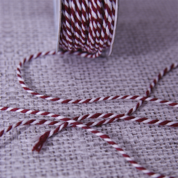 Шнур двухцветный 2 мм Gamma, Цвет бордовый/белый