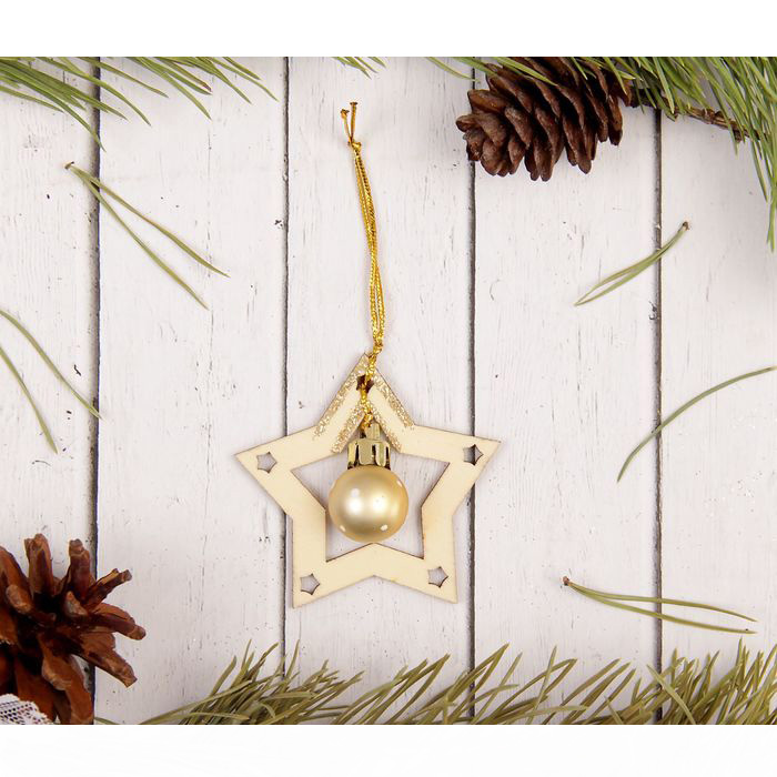 Подвеска новогодняя с елочной игрушкой "Звезда"