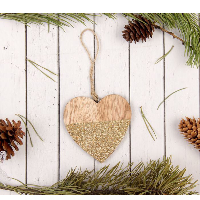 Подвеска новогодняя "Сердце с блестками"
