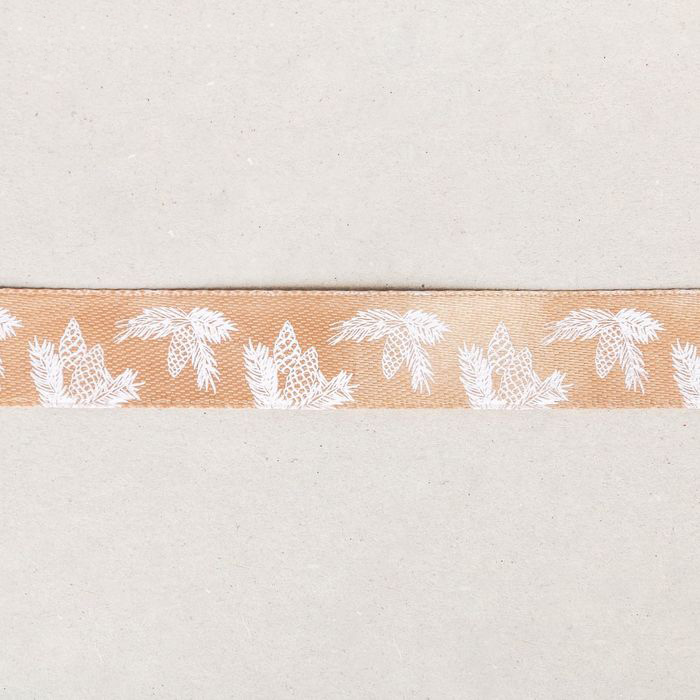 Лента атласная Артузор "Еловые веточки", 2 метра