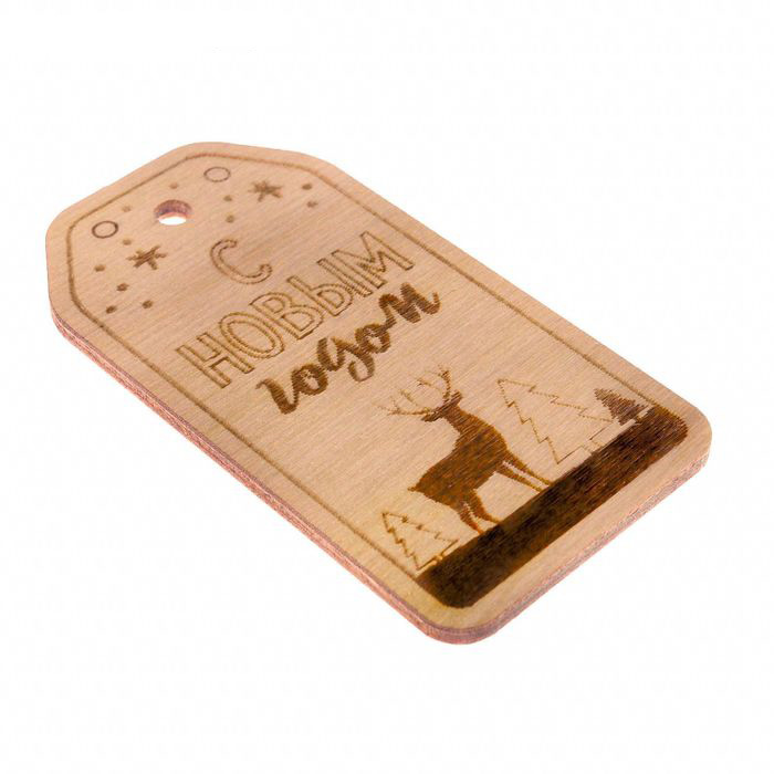 Деревянный декор "Бирка с оленем",