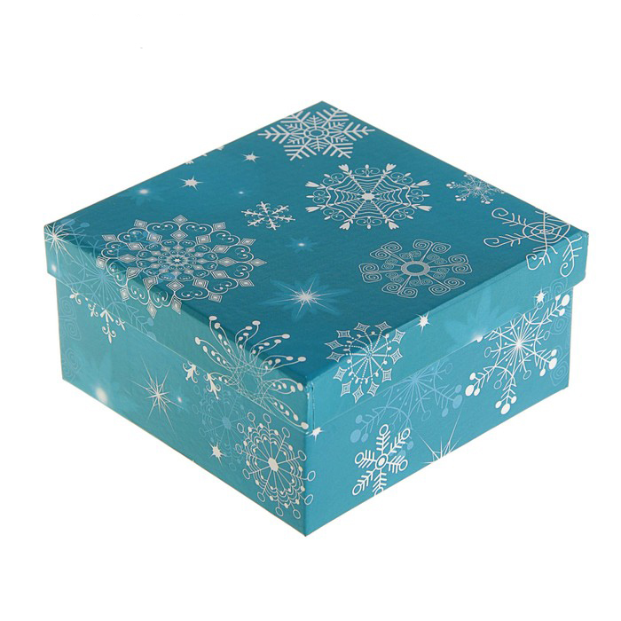 Коробка подарочная "Снежинки на голубом"