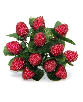 Декоративный букетик "Малина с листьями"