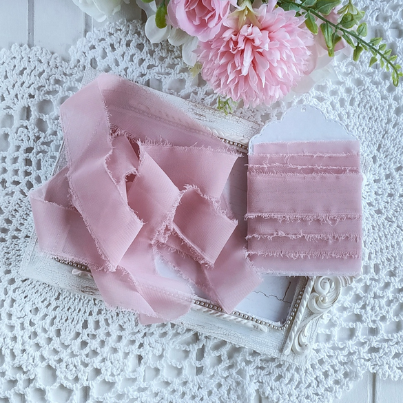 Лента "Искусственный шёлк" Пыльно-розовый Узкая