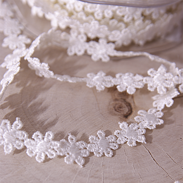 Гипюр цветочки 1,2 см "Цветочки", цвет молочный белый