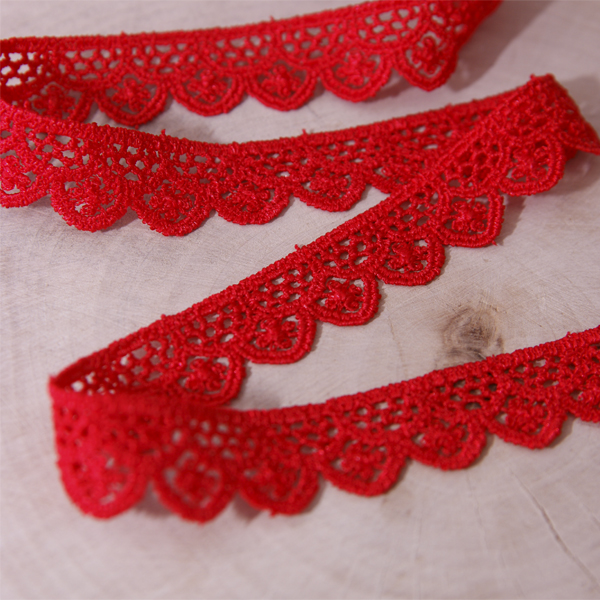 Кружево гипюрное 16 мм "Орнамент", цвет красный