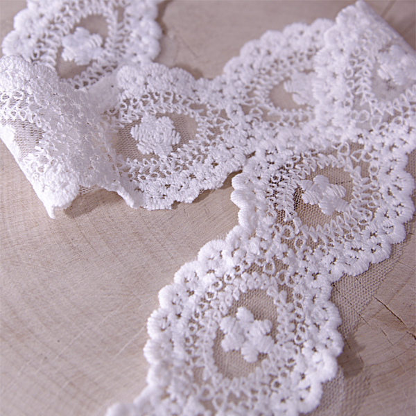 Кружево 5 см "Овальные двусторонние фестоны", цвет белый