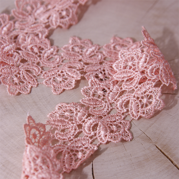 Кружево гипюрное 5 см "Цветы", цвет персиковый