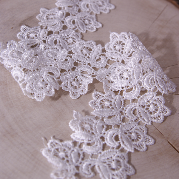 Кружево гипюрное 5 см "Цветы", цвет белый