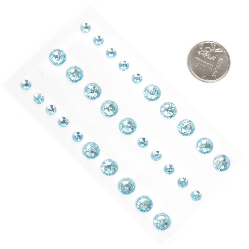 Набор страз с блёстками, цвет голубой