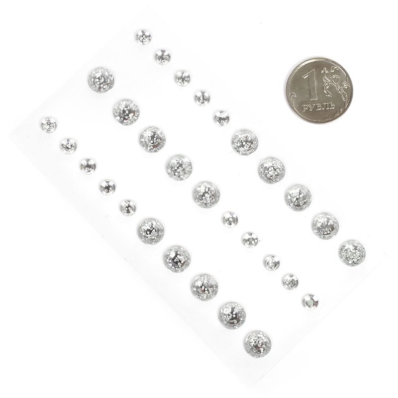 Набор страз с блёстками, цвет серебряный