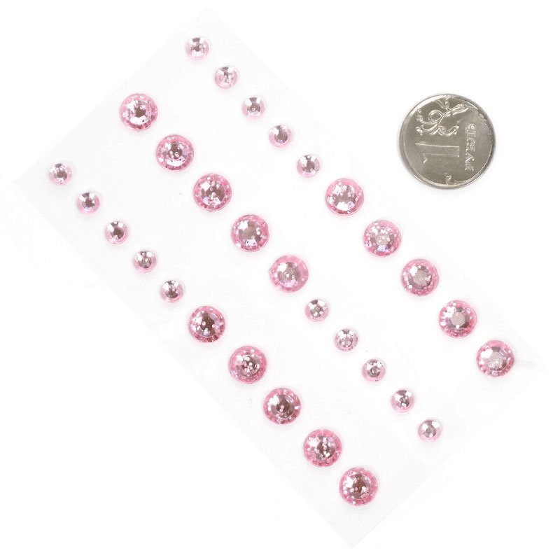 Набор страз с блёстками, цвет розовый