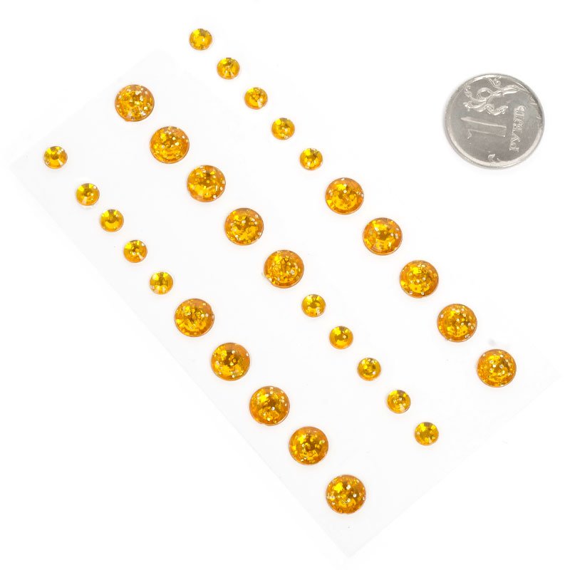 Набор страз с блёстками, цвет янтарный