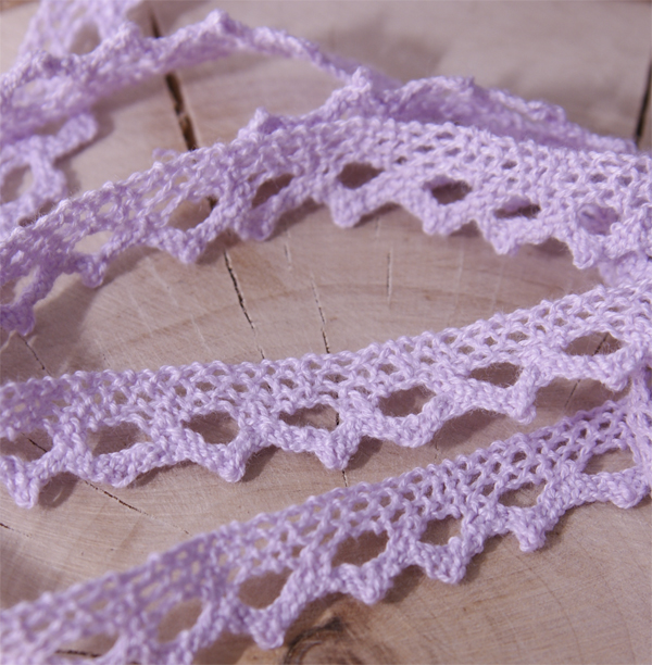 Кружево вязаное 1 см "треугольнички", цвет сиреневый (933496)