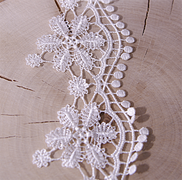 Кружево ажурное 60 мм "Снежинки", цвет молочный белый