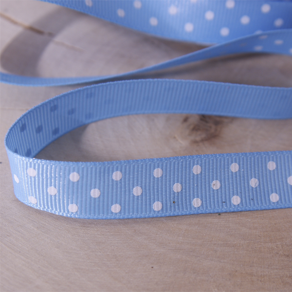 Лента репсовая 12 мм "Горошек", цвет голубой