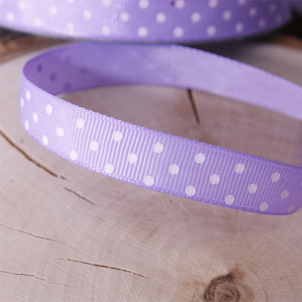 Лента репсовая 12 мм "Горошек", цвет сиреневый