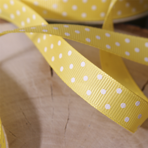 Лента репсовая 12 мм "Горошек", цвет жёлтый