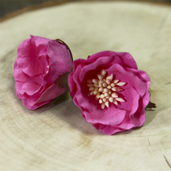 Цветок магнолии 5 см, 1 шт, цвет ярко-розовый