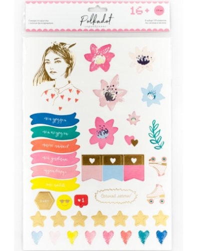 Стикеры из кардстока с золотым фольгированием Polkadot "16+"